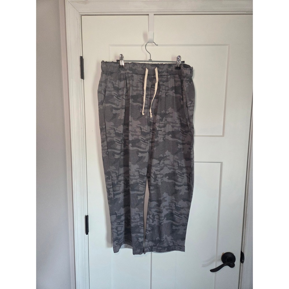 Amaryllis Grey Camo Print Cropped Joggers Cotton Drawstring Pants XL
